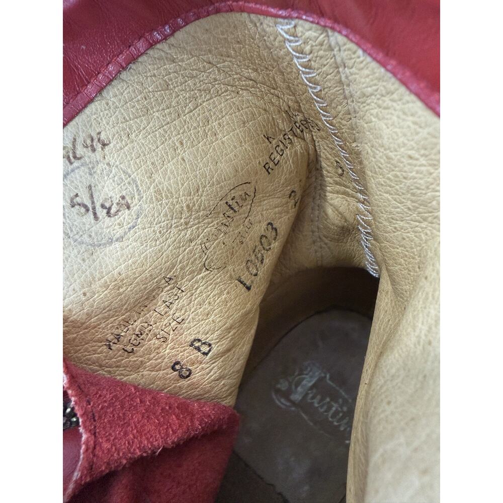 Justin Boots Red Lace-Up Leather Boots - Picture 11 of 11